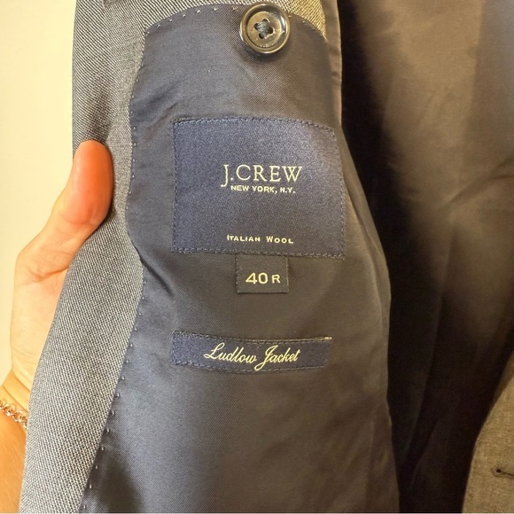 J.Crew Ludlow Tollegno 1900 Dark Gray Italian Wool Suit Jacket Size 40R NWT - Picture 6 of 12